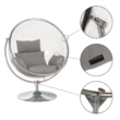 Függő fotel állvánnyal, átlátszó/ezüst/szürke, BUBBLE TYP 2
