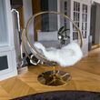 Függő fotel állvánnyal, átlátszó/arany/szürke, BUBBLE TYP 2