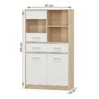 Vitrines szekrény 2D1W1S/80, fehér/tölgy sonoma, TEYO