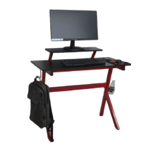 Számítógépasztal/gamer asztal, piros/fekete, LATIF
