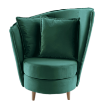 Fotel Art Deco stílusban, smaragd Kronos szövet/tölgy, ROUND NEW