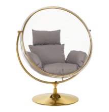 Függő fotel állvánnyal, átlátszó/arany/szürke, BUBBLE TYP 2