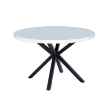 Étkezőasztal, fehér matt/fekete, átmérő 120 cm, MEDOR