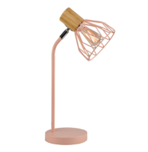 Asztali lámpa, rózsaszín, fém/fa, TREX TYP 1