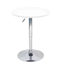 Bárasztal, magasság állítással, króm/fehér, átmérő 60 cm, BRANY 2 NEW