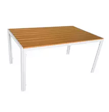 Kerti asztal, fehér acél/tölgy, BONTO