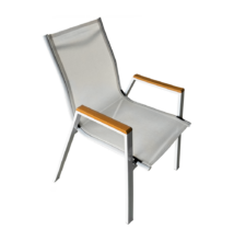 Kerti rakásolható szék, fehér acél/tölgy, BONTO
