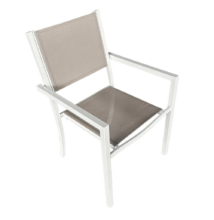 Kerti rakásolható szék, fehér acél/világosszürke, DORIO