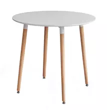 Étkezőasztal, fehér/bükk, átmérő 80 cm, ELCAN NEW