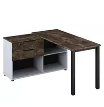 Sarok PC-asztal, szürke/sötét beton, KLAUDIUS TYP 8