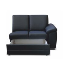 2- személyes kanapé támasztékokkal és rakodótérrel, textilbőr fekete, jobbos, BITER 2 1B ZS