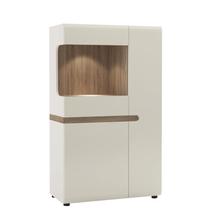 Vitrin, fehér extra magas fényű HG/trufla sonoma tölgy, LYNATET  32