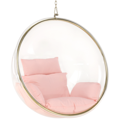 Függő fotel, átlátszó/arany/rózsaszín, BUBBLE TYP 1