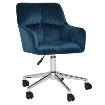 Irodai szék, kékesszürke Velvet anyag/króm, HAGRID NEW